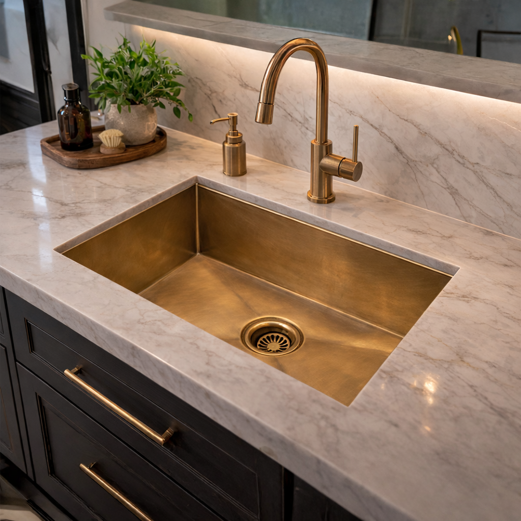custom undermount brass bathroom sink