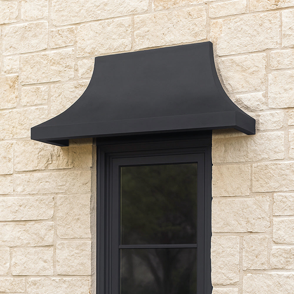 handcrafted anwing over black exterior window