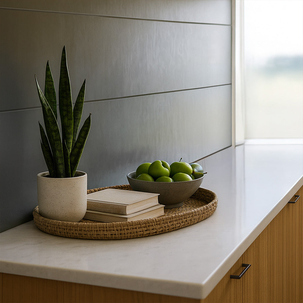 custom backsplash accent wall in a kitchen