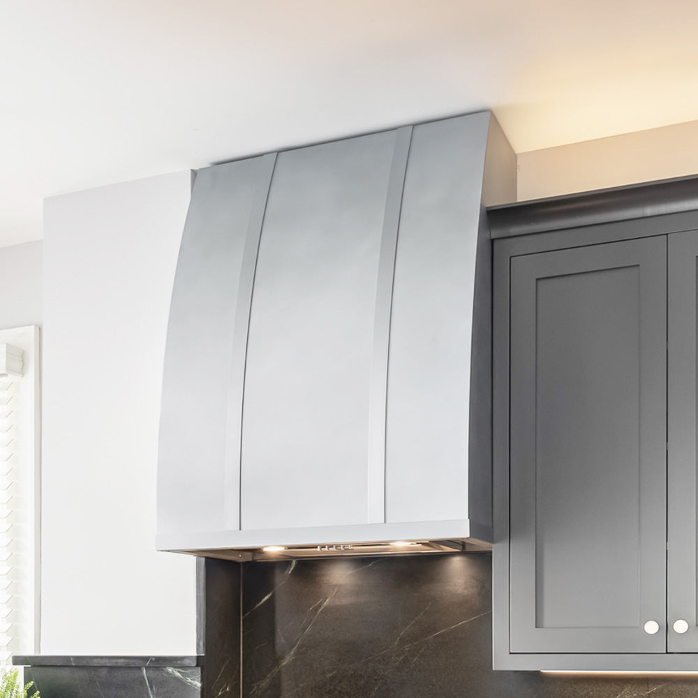 zinc barrel shaped transitional range hood