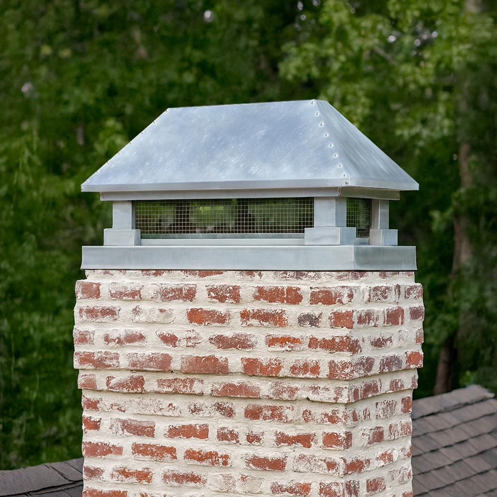 premium zinc chimney cap on german schmear chimney